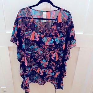 Boho swimsuit cover up with adjustable waist